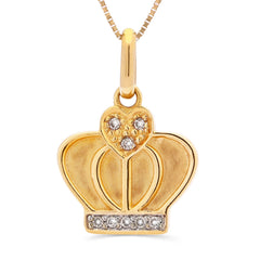 Pingente  em Ouro Amarelo 18k Coroa com Diamantes