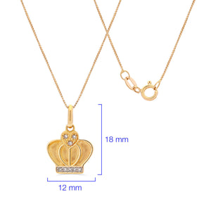 Pingente  em Ouro Amarelo 18k Coroa com Diamantes
