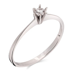 Anel Solitário com Diamante em Ouro Branco 18k