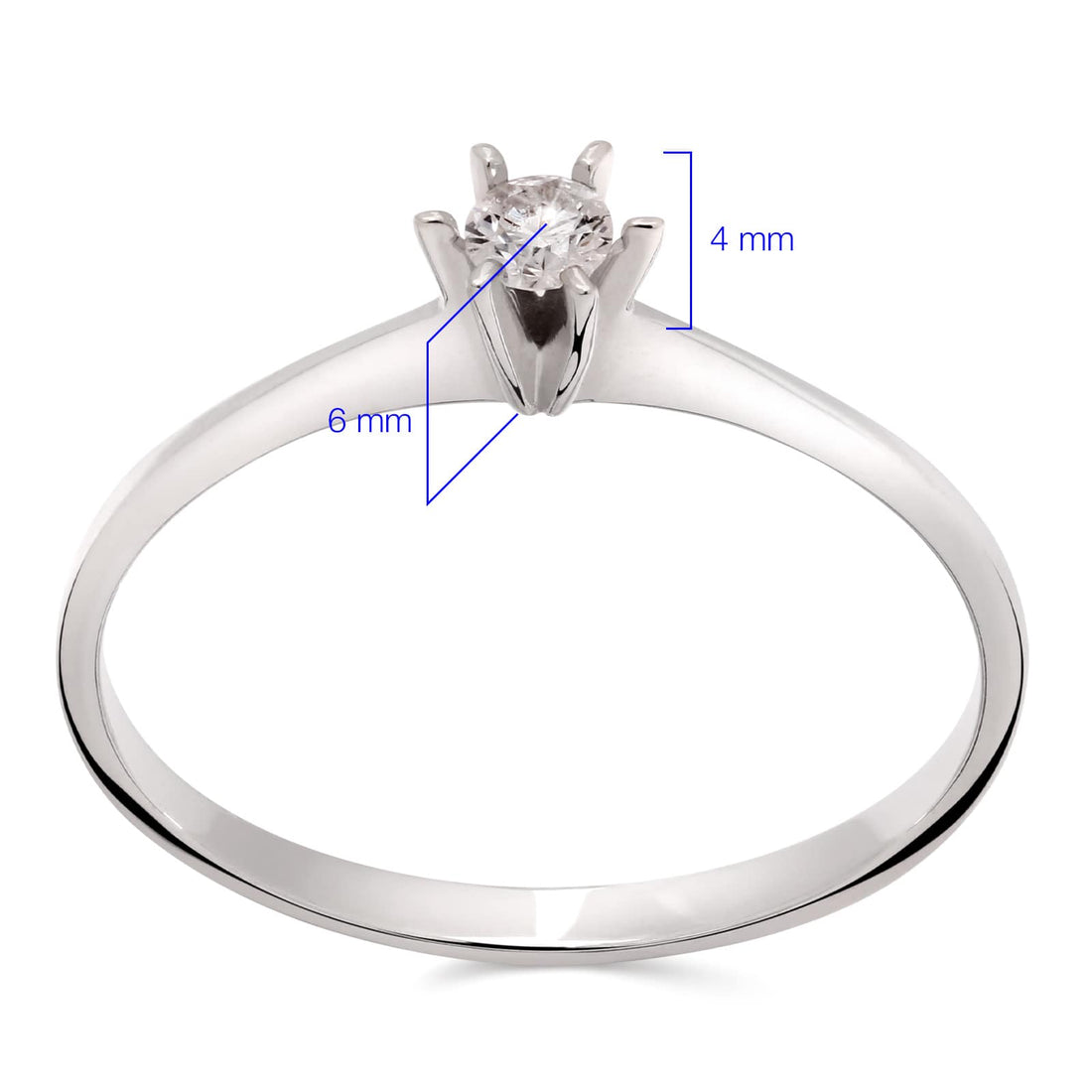 Anel Solitário com Diamante em Ouro Branco 18k