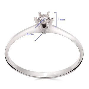 Anel Solitário com Diamante em Ouro Branco 18k
