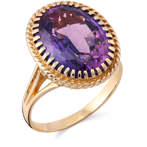 190743 - Anel em Ouro Amarelo 18 k com Ametita Oval Aprox. 7,5 cts