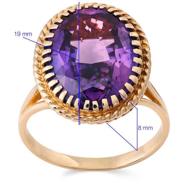 190743 - Anel em Ouro Amarelo 18 k com Ametita Oval Aprox. 7,5 cts