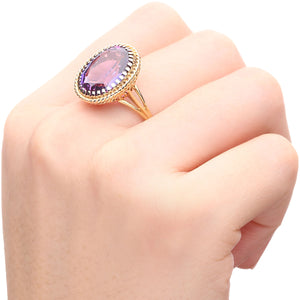 190743 - Anel em Ouro Amarelo 18 k com Ametita Oval Aprox. 7,5 cts