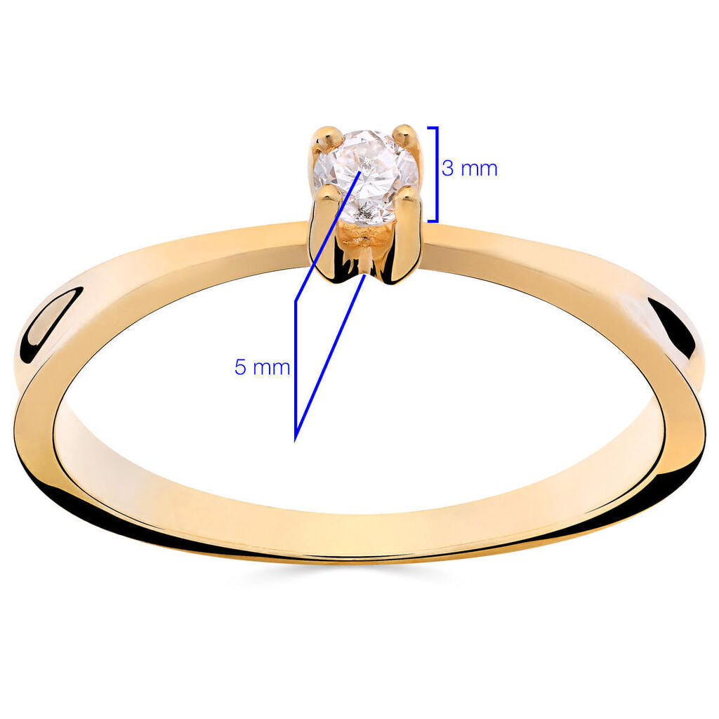 Anel Solitário em Ouro Amarelo 18k com Diamante