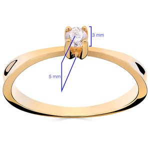 Anel Solitário em Ouro Amarelo 18k com Diamante
