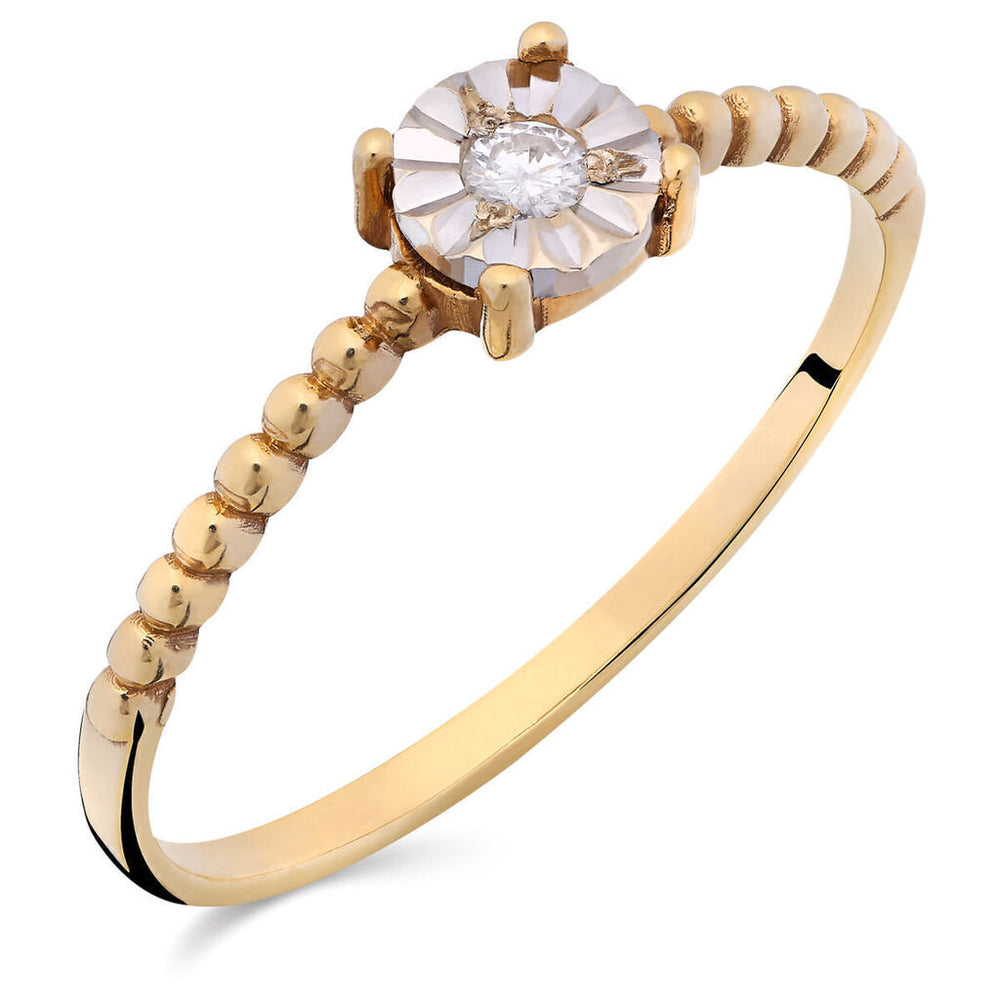 Anel em Ouro Amarelo 18k Solitário com Diamante