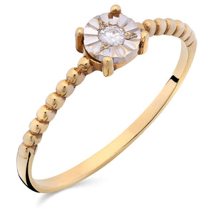 Anel em Ouro Amarelo 18k Solitário com Diamante