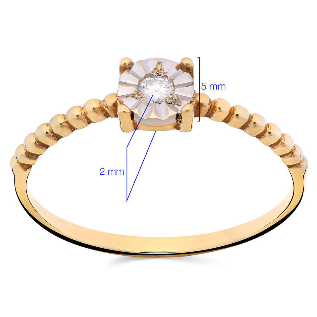 Anel em Ouro Amarelo 18k Solitário com Diamante