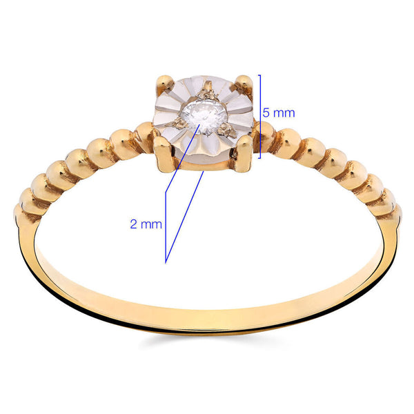 Anel em Ouro Amarelo 18k Solitário com Diamante