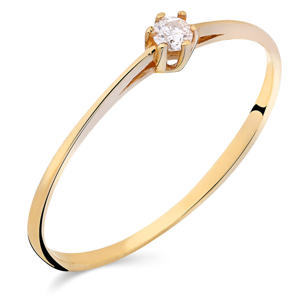Anel Solitário Com Diamante Ouro Amarelo