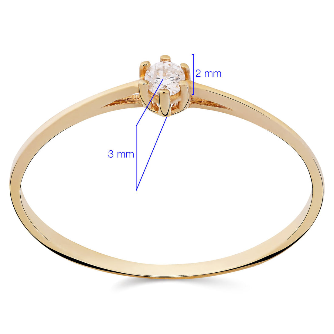 Anel Solitário Com Diamante Ouro Amarelo