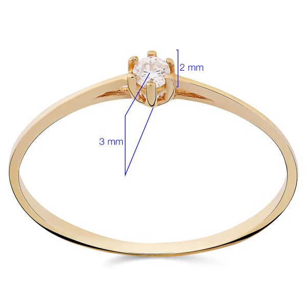 Anel Solitário Com Diamante Ouro Amarelo