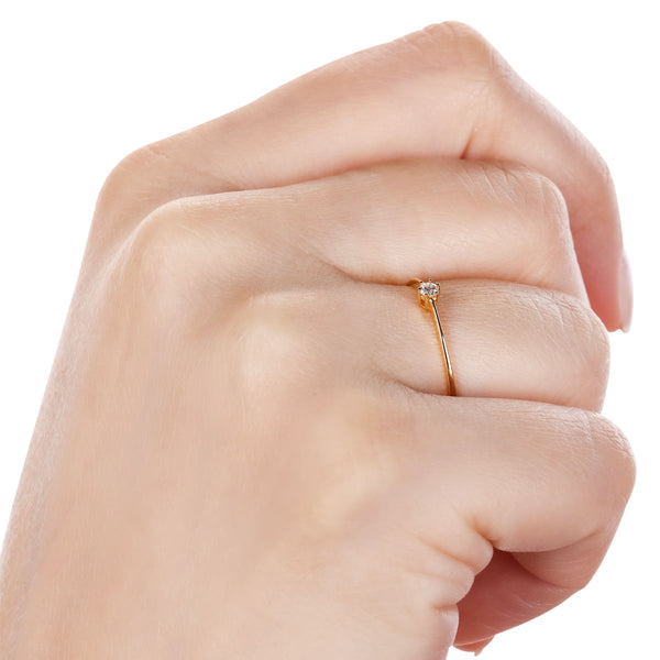 Anel Solitário Com Diamante Ouro Amarelo