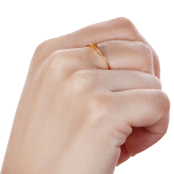 Anel Solitário com Zircônia Ouro Amarelo