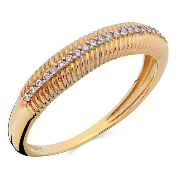Meia Aliança Ouro Amarelo 18k Trabalhada com Diamantes