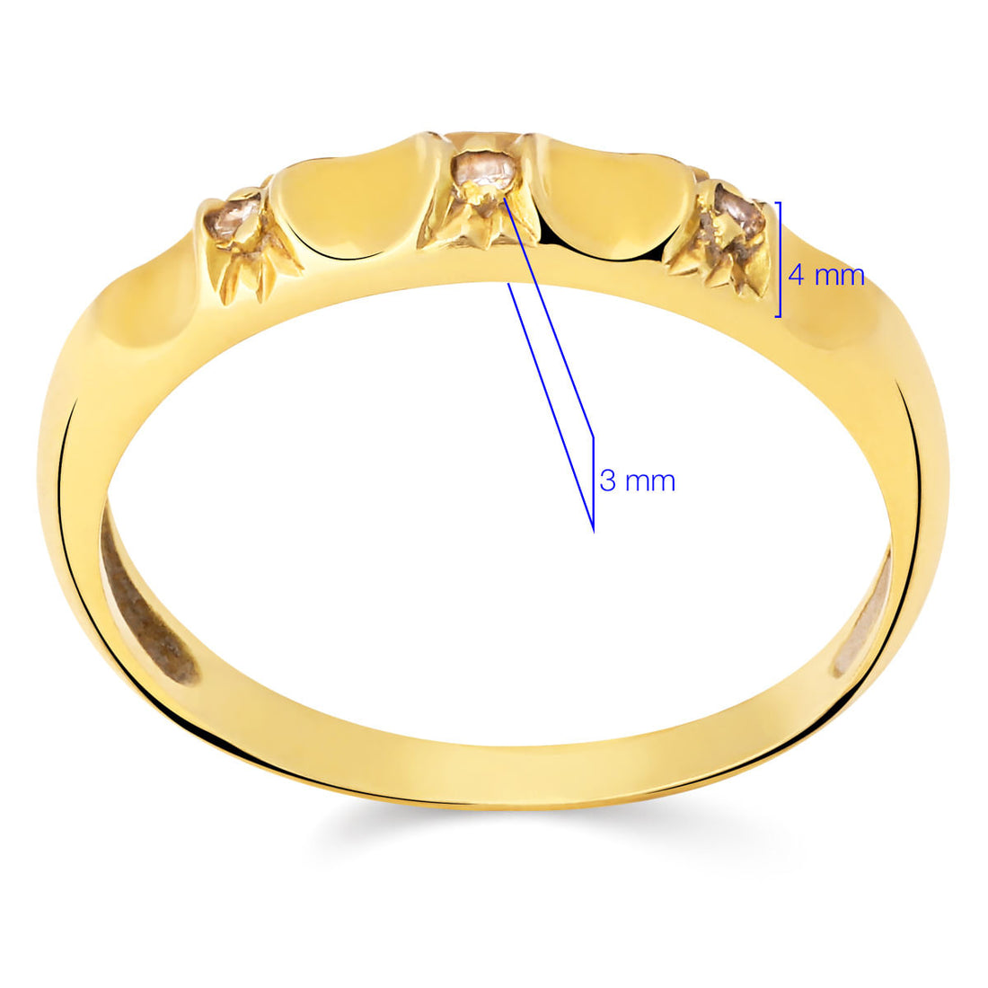 Anel Com 3  Diamantes Ouro Amarelo