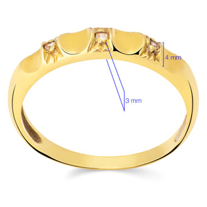 Anel Com 3  Diamantes Ouro Amarelo