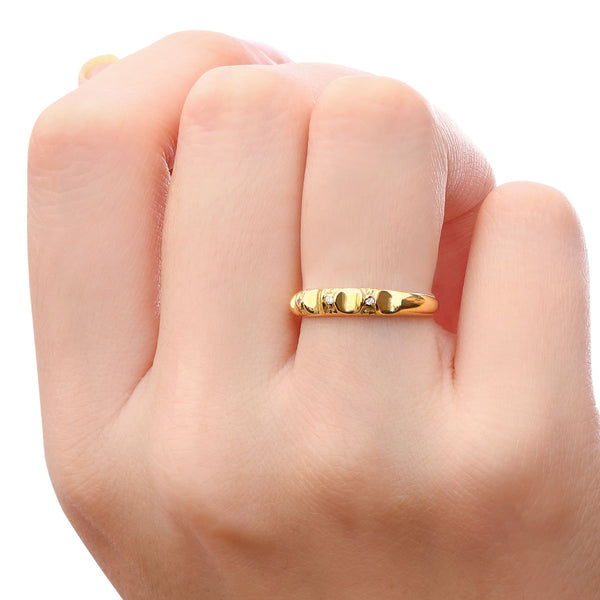 Anel Com 3  Diamantes Ouro Amarelo