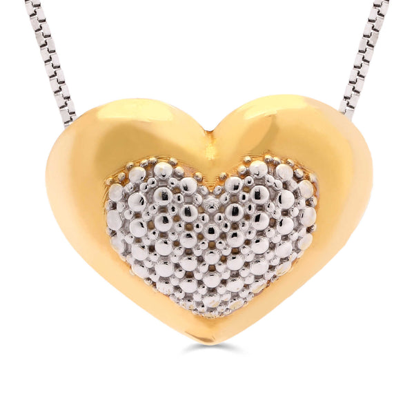 Pingente Coração em Ouro Branco e Ouro Amarelo 18k