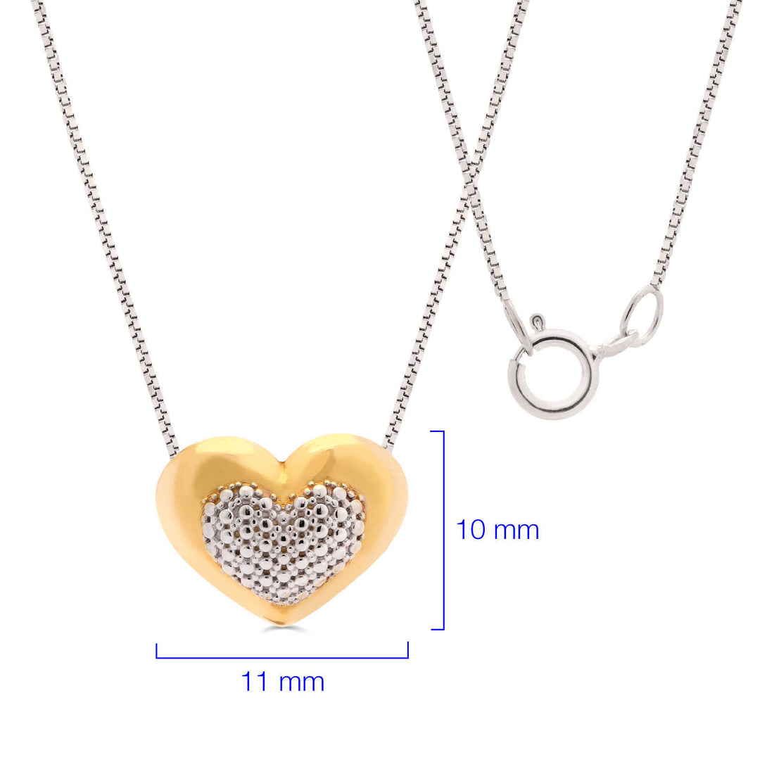 Pingente Coração em Ouro Branco e Ouro Amarelo 18k