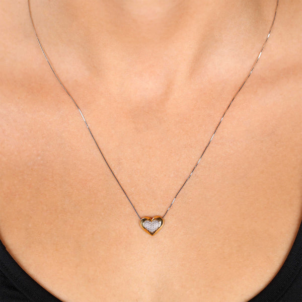 Pingente Coração em Ouro Branco e Ouro Amarelo 18k