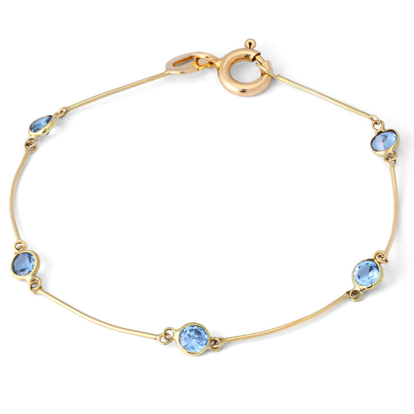 Pulseira em Ouro Amarelo 18k com Topazios Azuis
