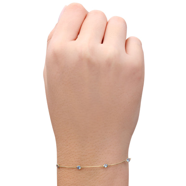 Pulseira em Ouro Amarelo 18k com Topazios Azuis