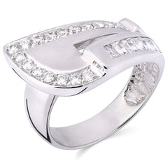 Anel em Ouro Branco 18k com Zircônias