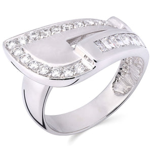 Anel em Ouro Branco 18k com Zircônias