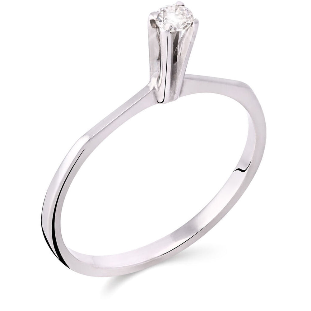 Anel em Ouro Branco 18k com Solitário Ouro Branco