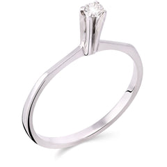 Anel em Ouro Branco 18k com Solitário Ouro Branco