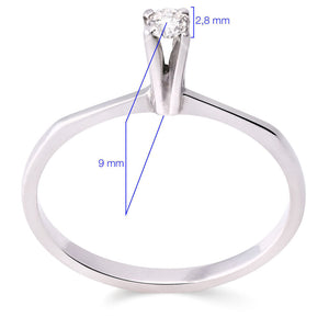 Anel em Ouro Branco 18k com Solitário Ouro Branco
