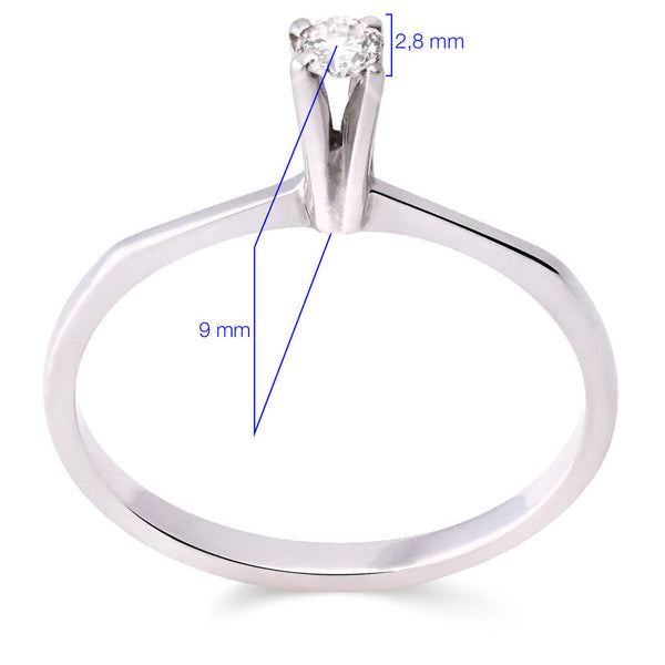 Anel em Ouro Branco 18k com Solitário Ouro Branco