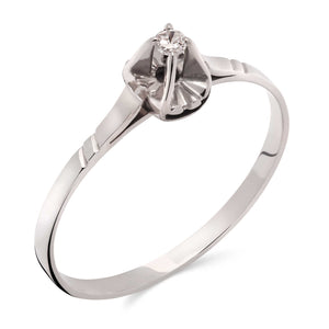 Anel Solitário com Diamante em Ouro Branco 18k