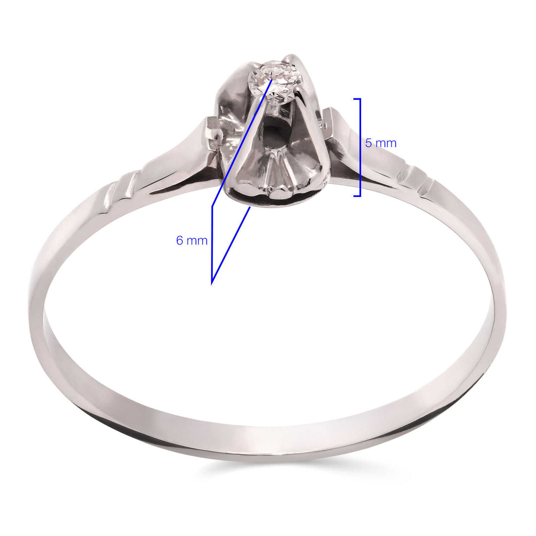 Anel Solitário com Diamante em Ouro Branco 18k