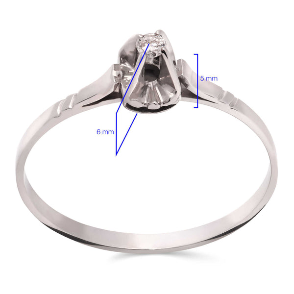 Anel Solitário com Diamante em Ouro Branco 18k