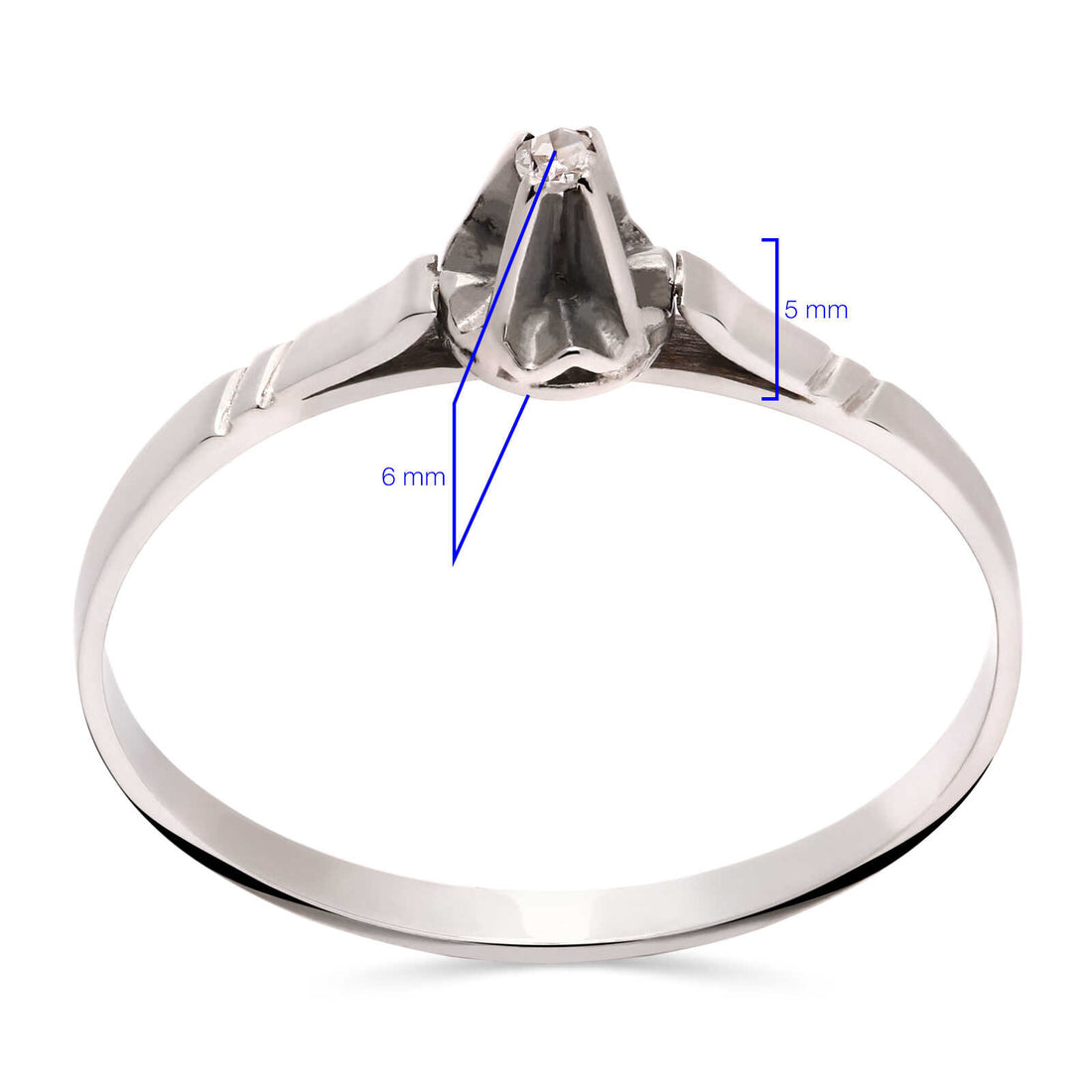 Anel Solitário com Diamante em Ouro Branco 18k