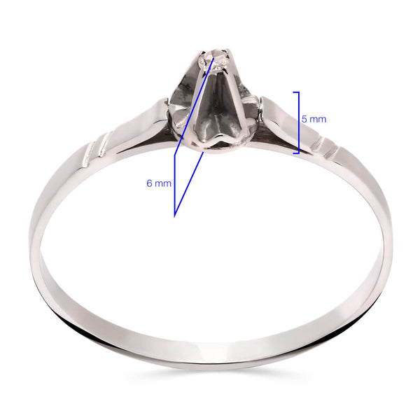 Anel Solitário com Diamante em Ouro Branco 18k
