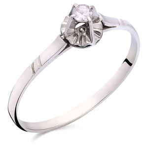 Anel Solitário Com Diamante Ouro Branco