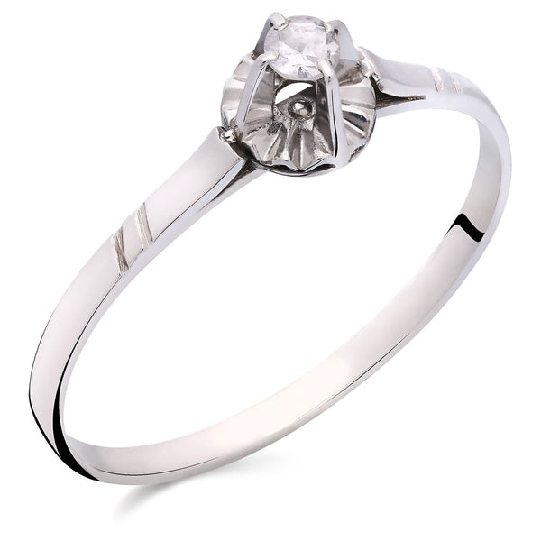 Anel Solitário Com Diamante Ouro Branco