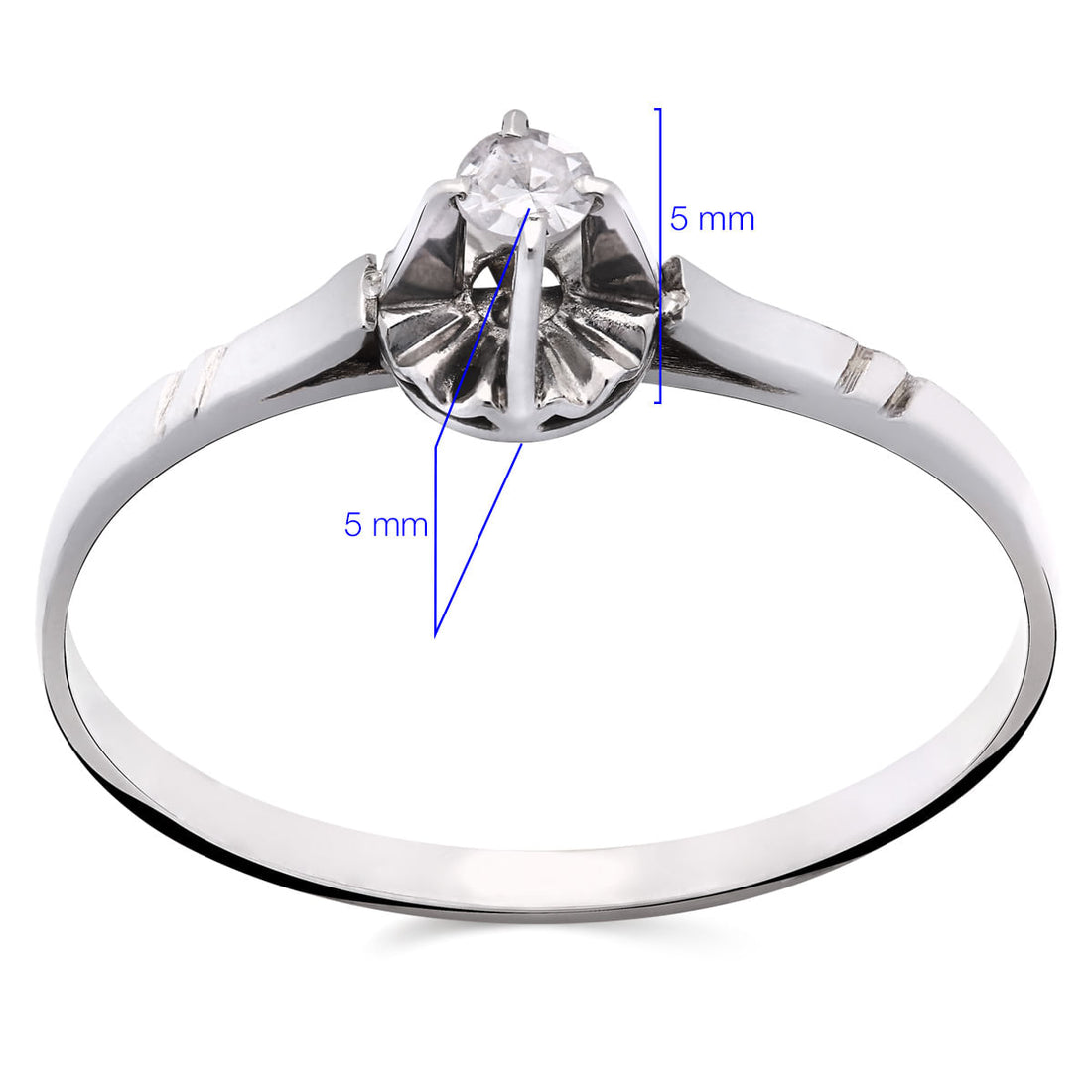 Anel Solitário Com Diamante Ouro Branco