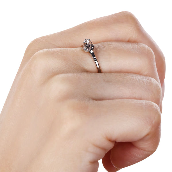 Anel Solitário Com Diamante Ouro Branco