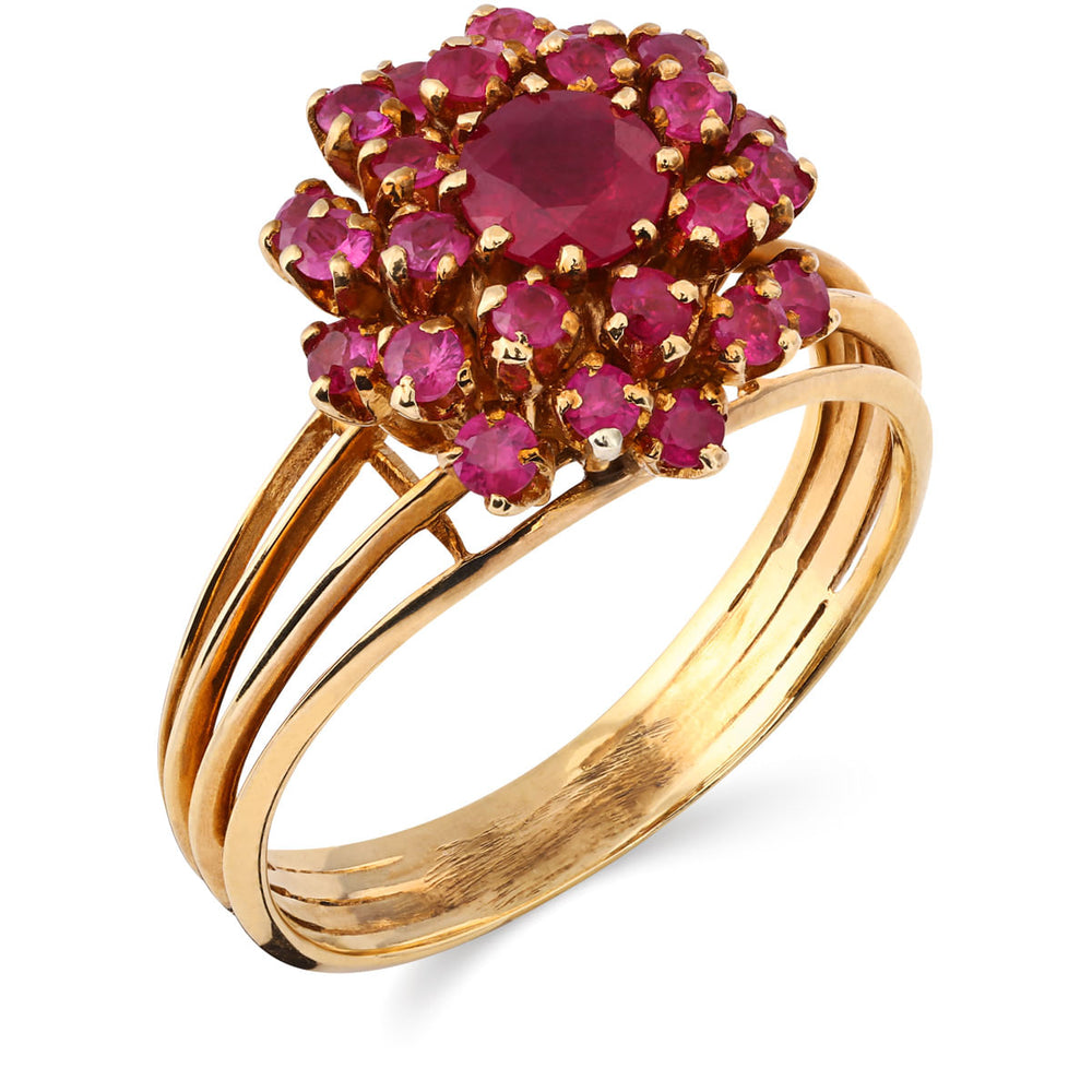 191316 - Anel em Ouro Amarelo 18k Chuveiro com Rubis