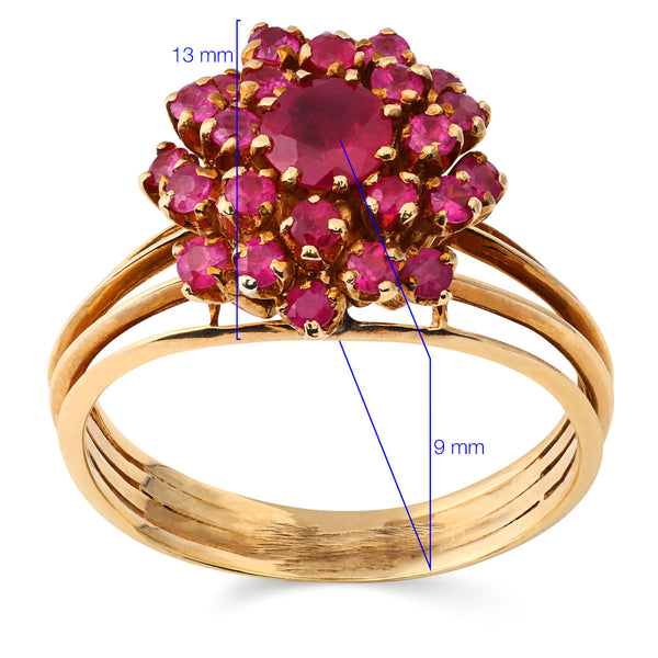 191316 - Anel em Ouro Amarelo 18k Chuveiro com Rubis