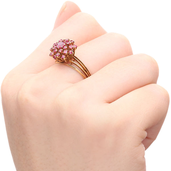 191316 - Anel em Ouro Amarelo 18k Chuveiro com Rubis