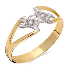 Anel com 2 Diamantes em Ouro Amarelo 18k
