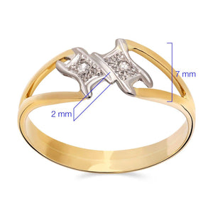 Anel com 2 Diamantes em Ouro Amarelo 18k