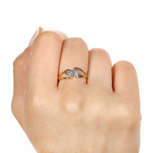 Anel com 2 Diamantes em Ouro Amarelo 18k