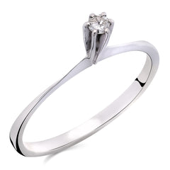 Anel Solitário Com Diamantes Ouro Branco